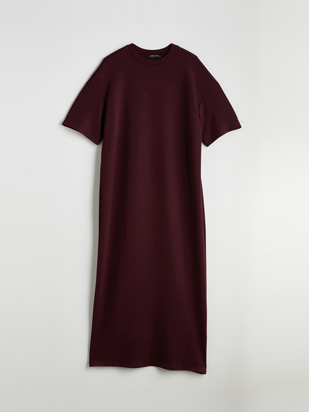 Bordo Bisiklet Yaka Kadın Elbise-4