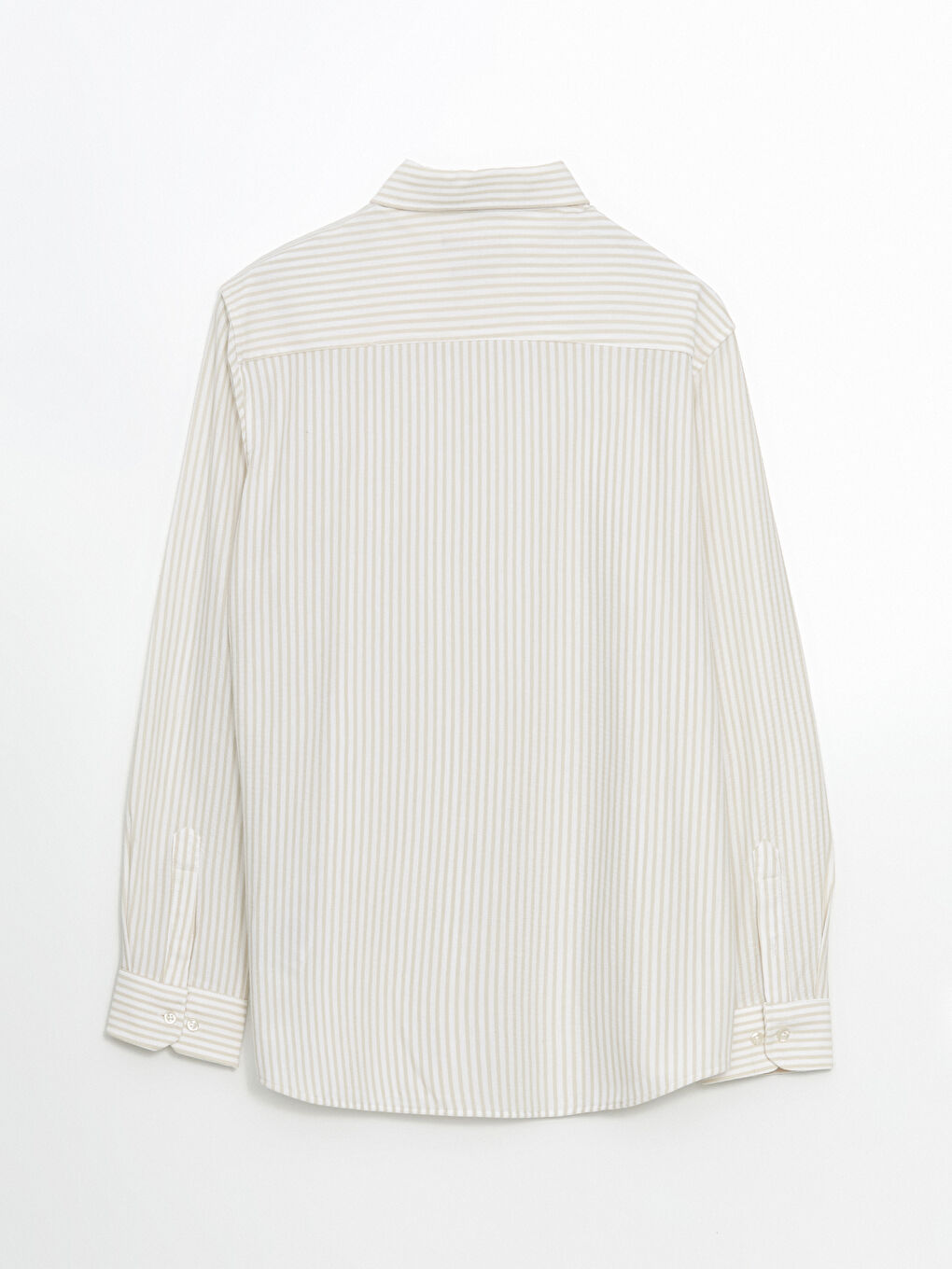 Bej Slim Fit Çizgili Erkek Gömlek-5