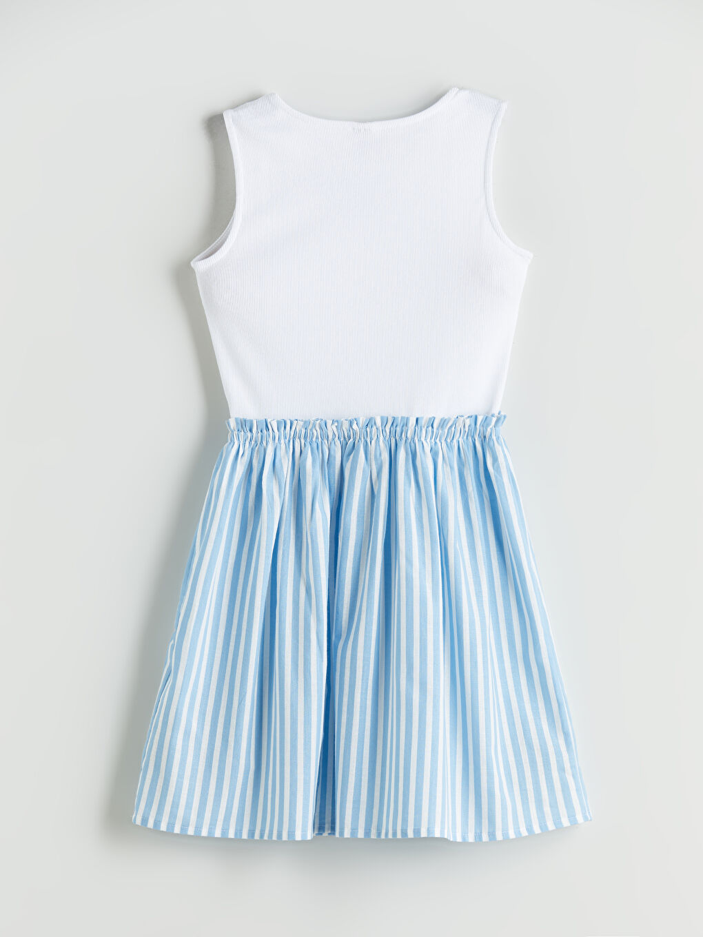 Beyaz Bisiklet Yaka Kız Çocuk Elbise-1