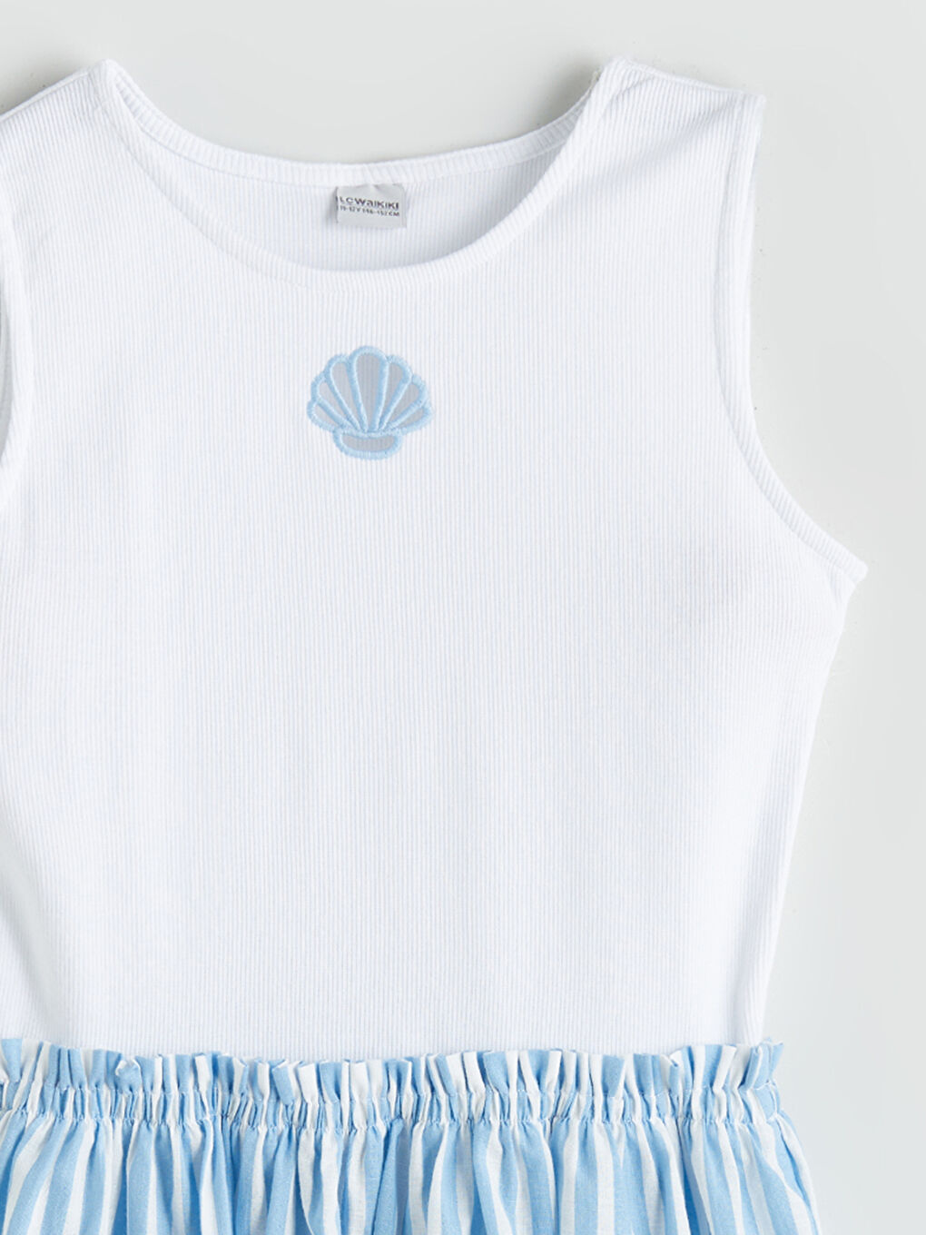 Beyaz Bisiklet Yaka Kız Çocuk Elbise-2