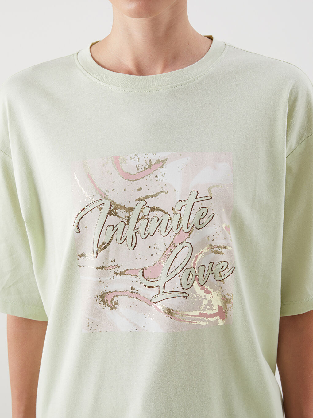 Crew Neck Printed Oversize Women's T-Shirt-2