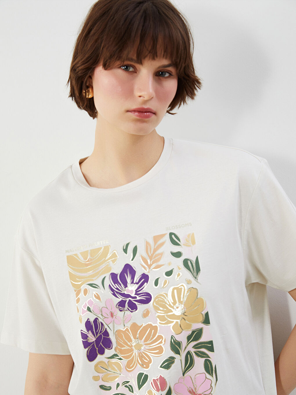 Crew Neck Printed Women's T-Shirt -S5L683Z8-FPK