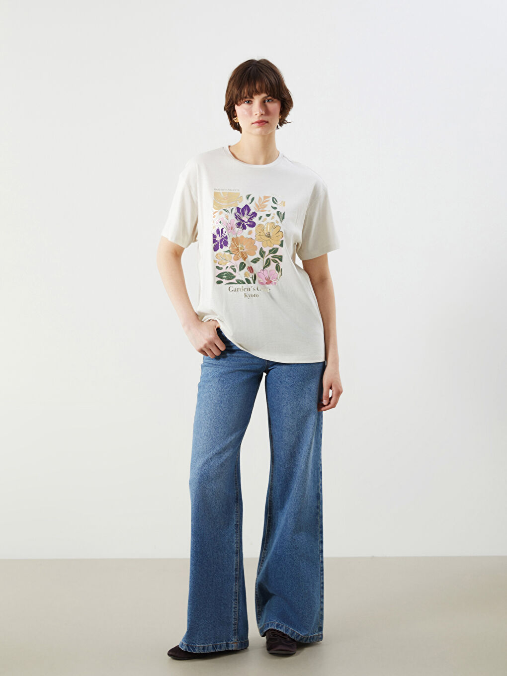 Crew Neck Printed Women's T-Shirt -S5L683Z8-FPK