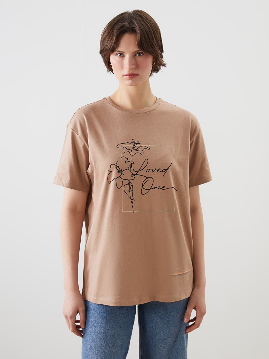 Crew Neck Printed Women's T-Shirt -S5L683Z8-GE2