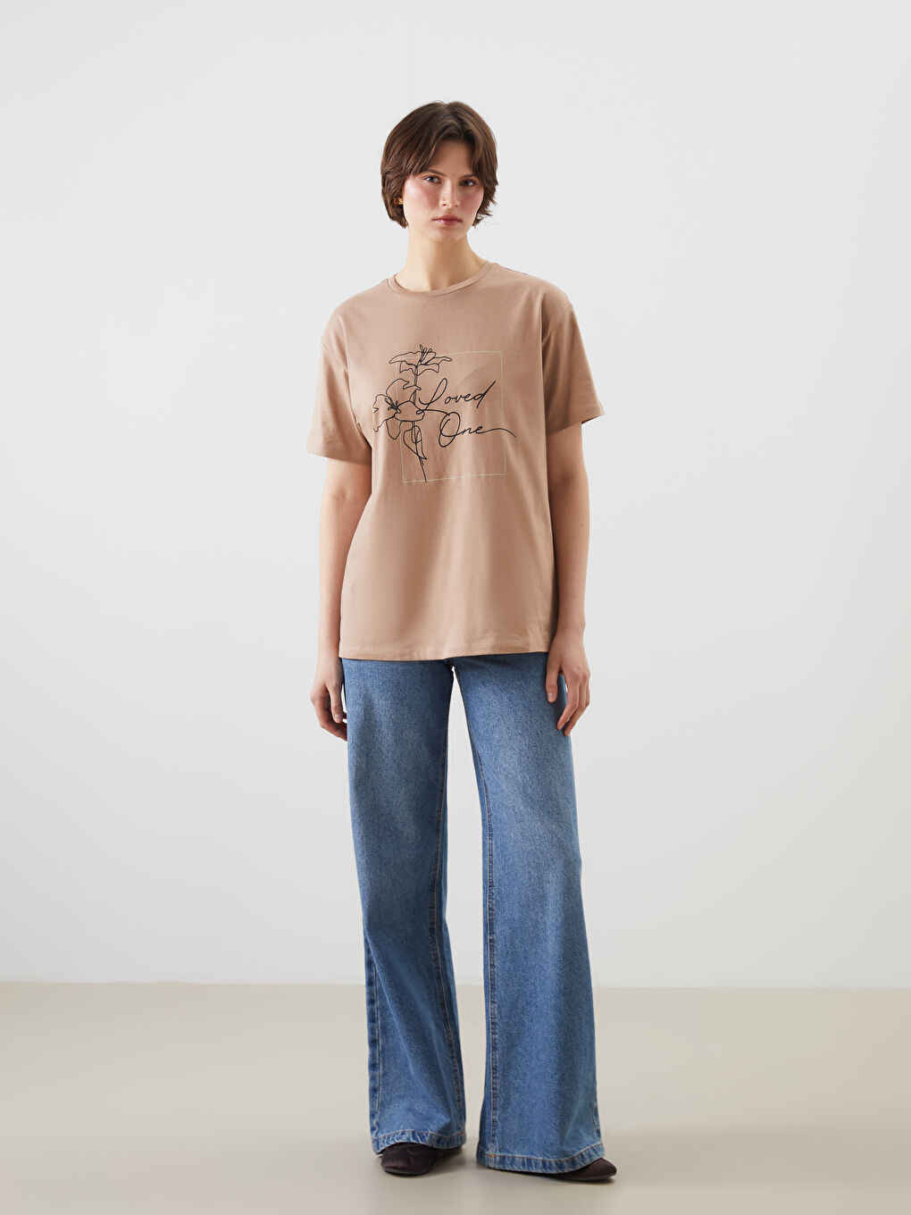 Crew Neck Printed Women's T-Shirt -S5L683Z8-GE2