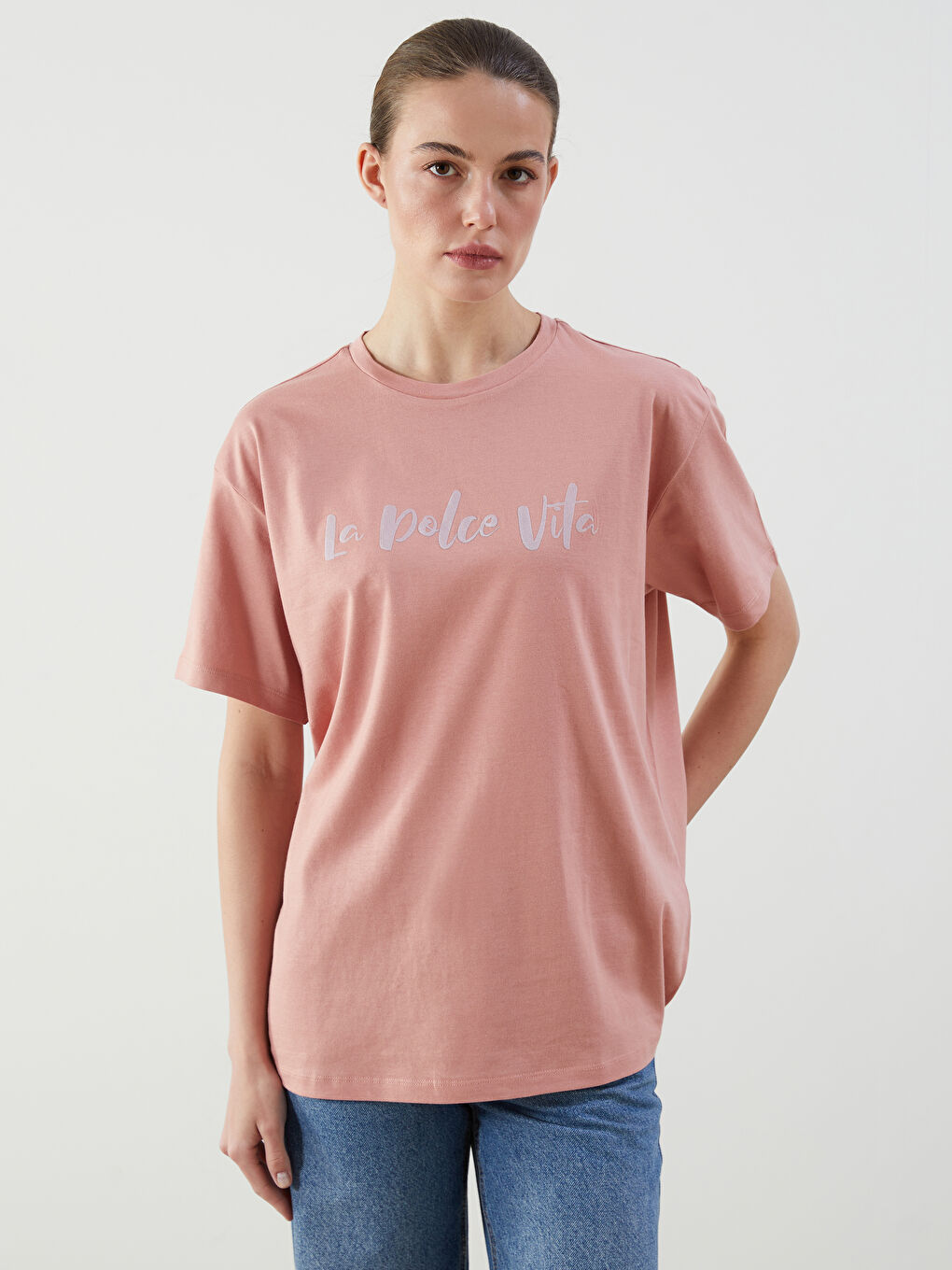 Crew Neck Printed Women's T-Shirt -S5L683Z8-GUK