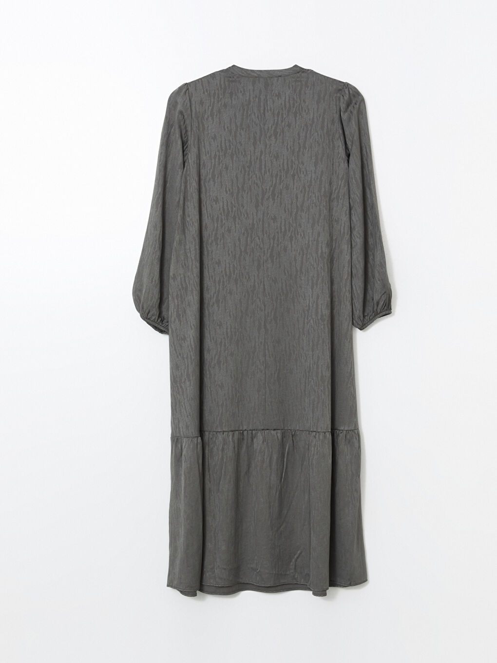 Haki Kaçık Yaka Desenli Elbise-6