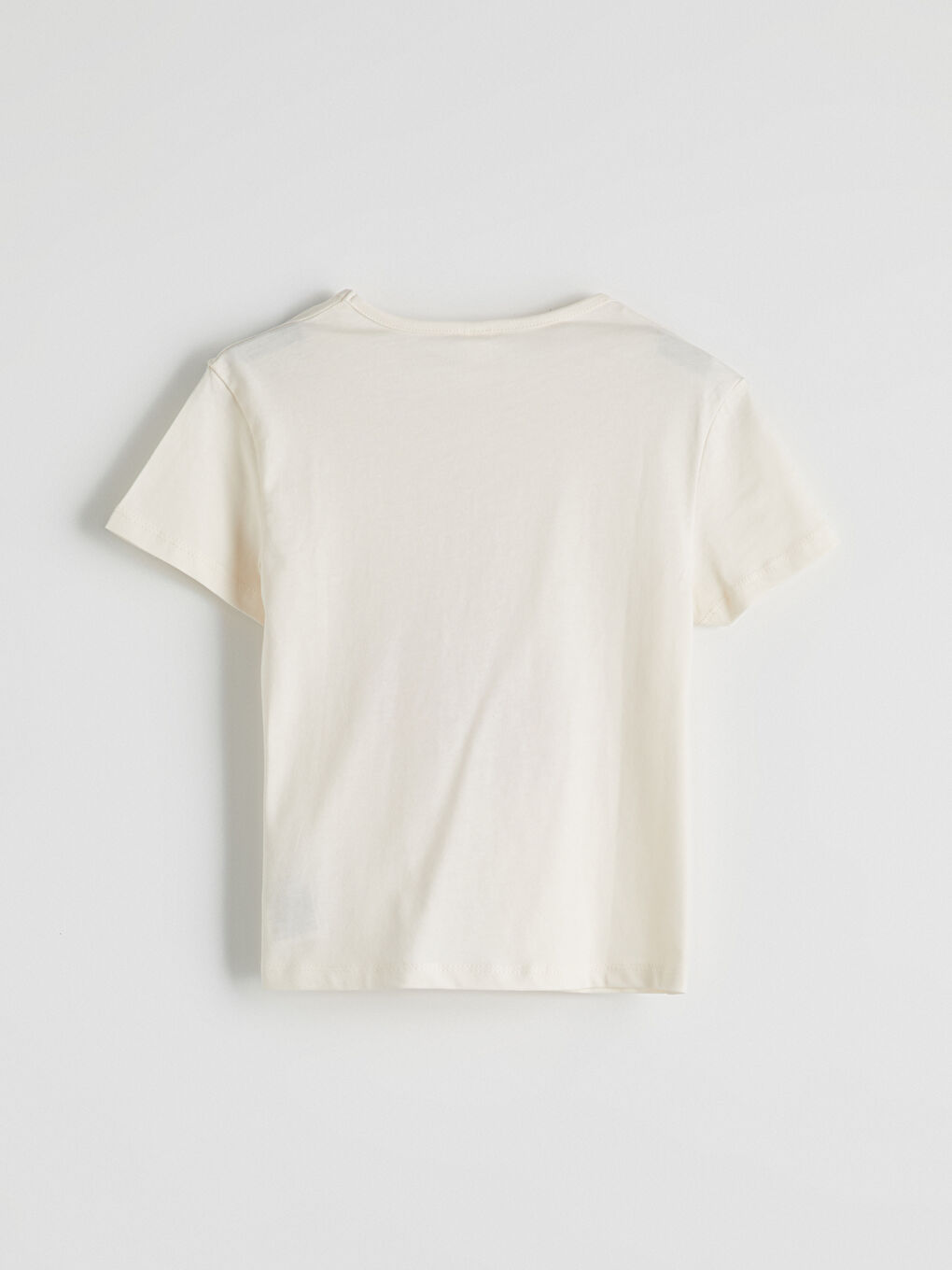 Ekru Bisiklet Yaka Kiraz Baskılı Kız Çocuk Tişört-2