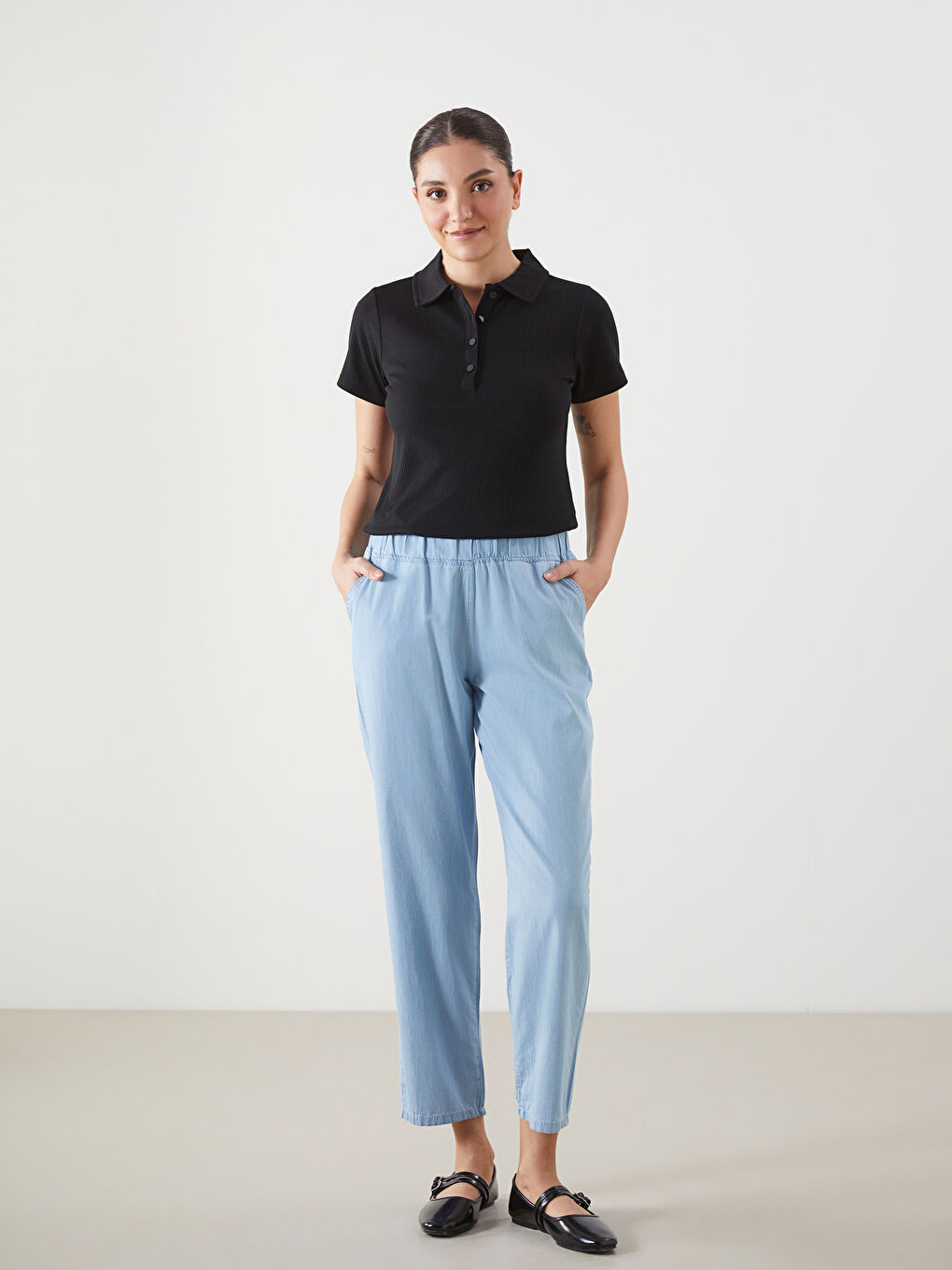 T-shirt Texturé à Col Roulé pour Femmes-2