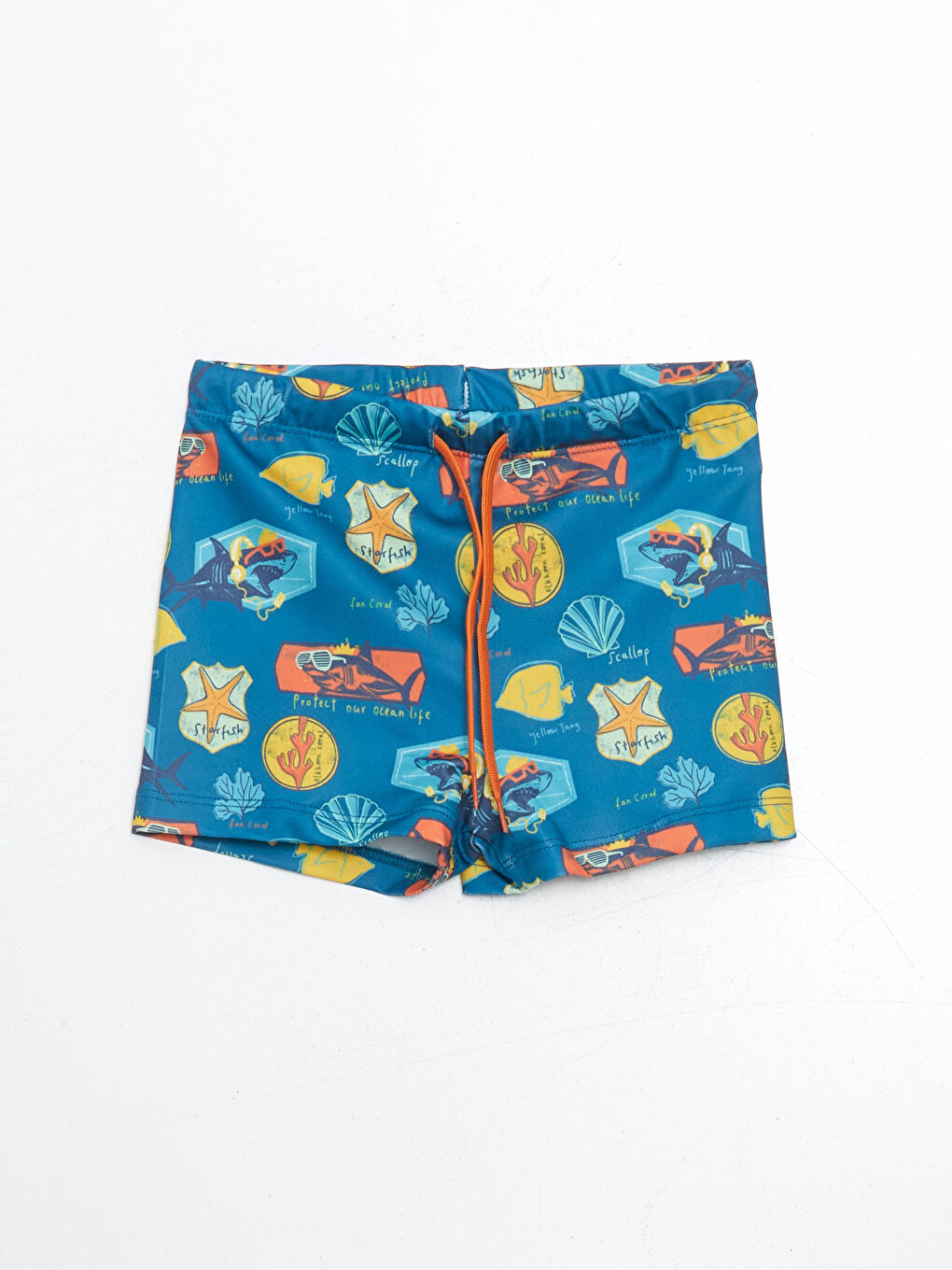 Elastic Waist Printed Boys' Boxer Swimsuit -S5L716Z4-LSY