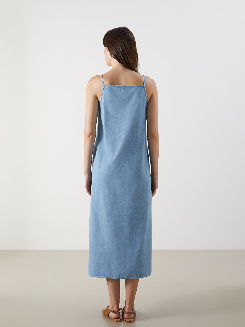U Neck Strappy Denim Dress -S5L721Z8-311