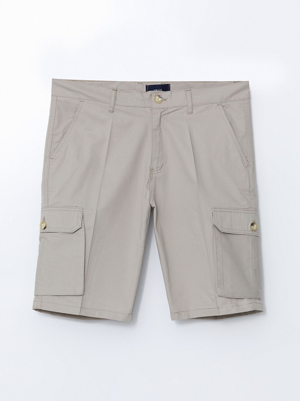 Ekru Standart Kalıp Erkek Kargo Şort-4