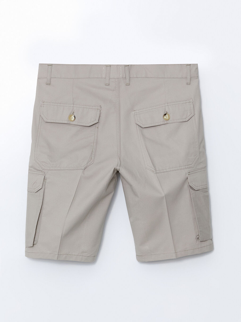 Ekru Standart Kalıp Erkek Kargo Şort-5