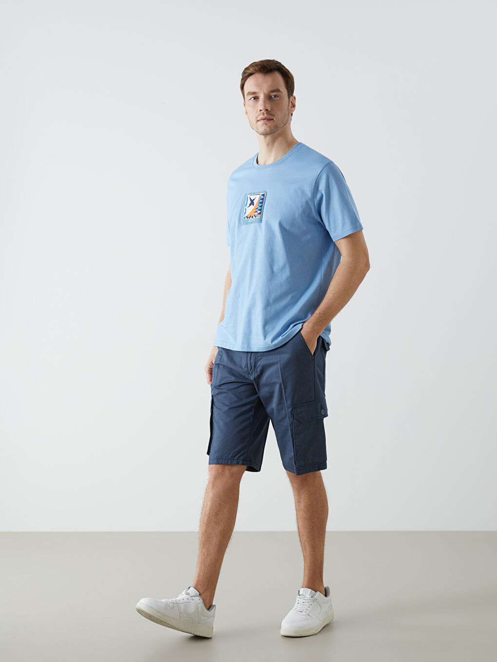İndigo Standart Kalıp Erkek Kargo Şort