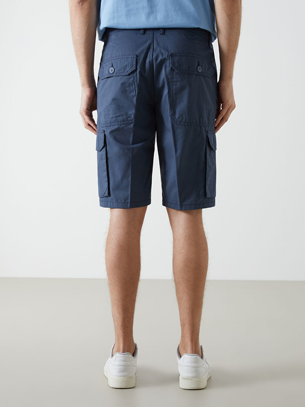 İndigo Standart Kalıp Erkek Kargo Şort-3