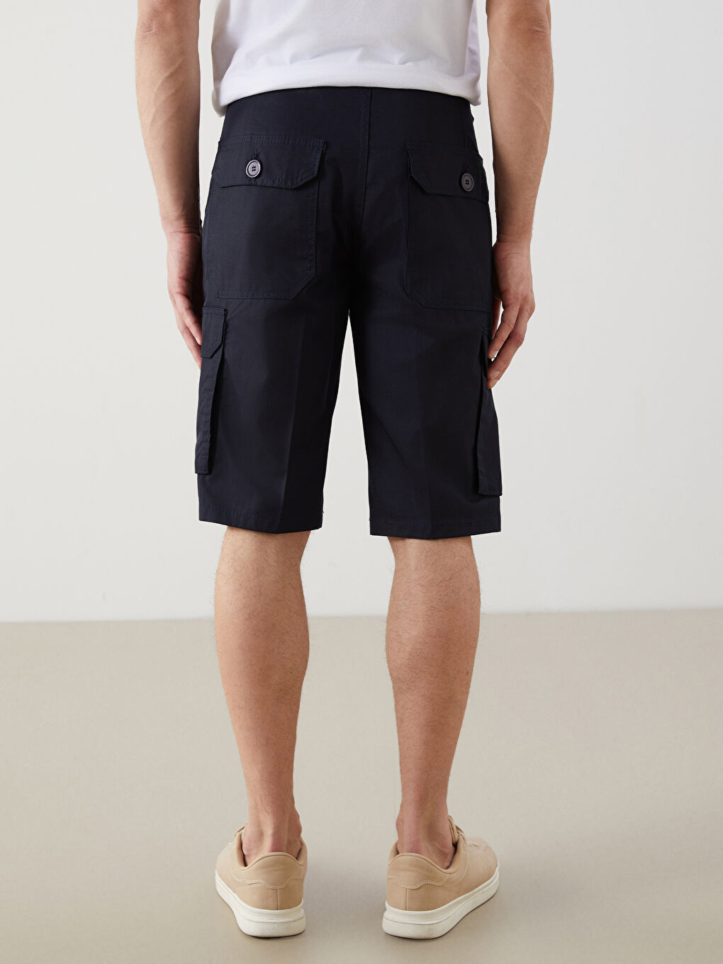 Siyah Standart Kalıp Erkek Kargo Şort-3