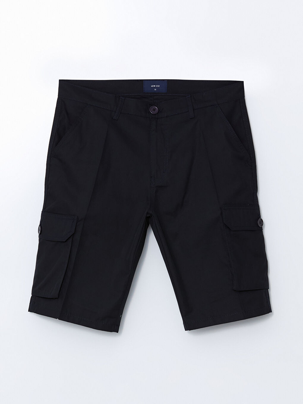 Siyah Standart Kalıp Erkek Kargo Şort-4