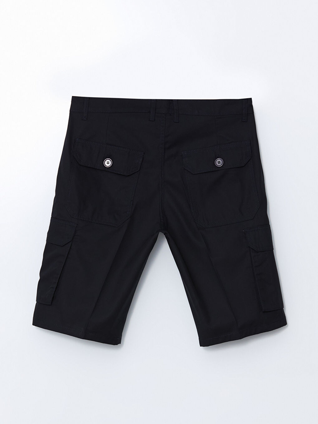 Siyah Standart Kalıp Erkek Kargo Şort-5
