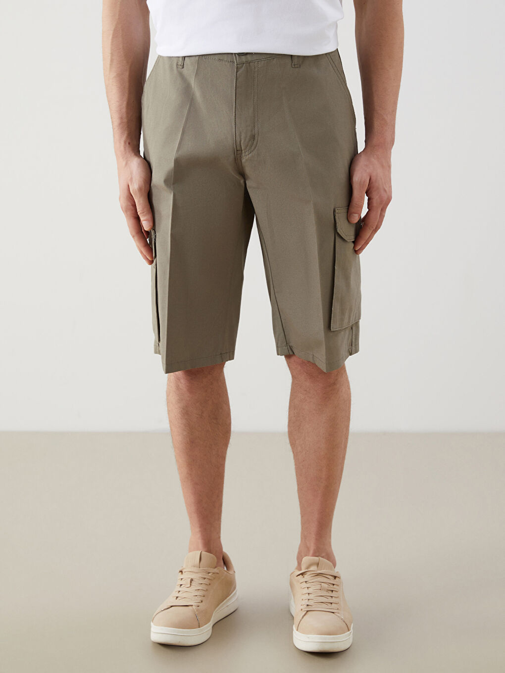 Yeşil Standart Kalıp Erkek Kargo Şort-1