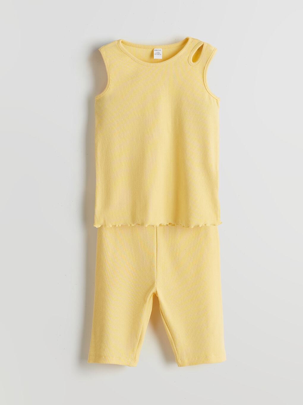 Sarı Bisiklet Yaka Kız Çocuk Atlet ve Tayt 2'li