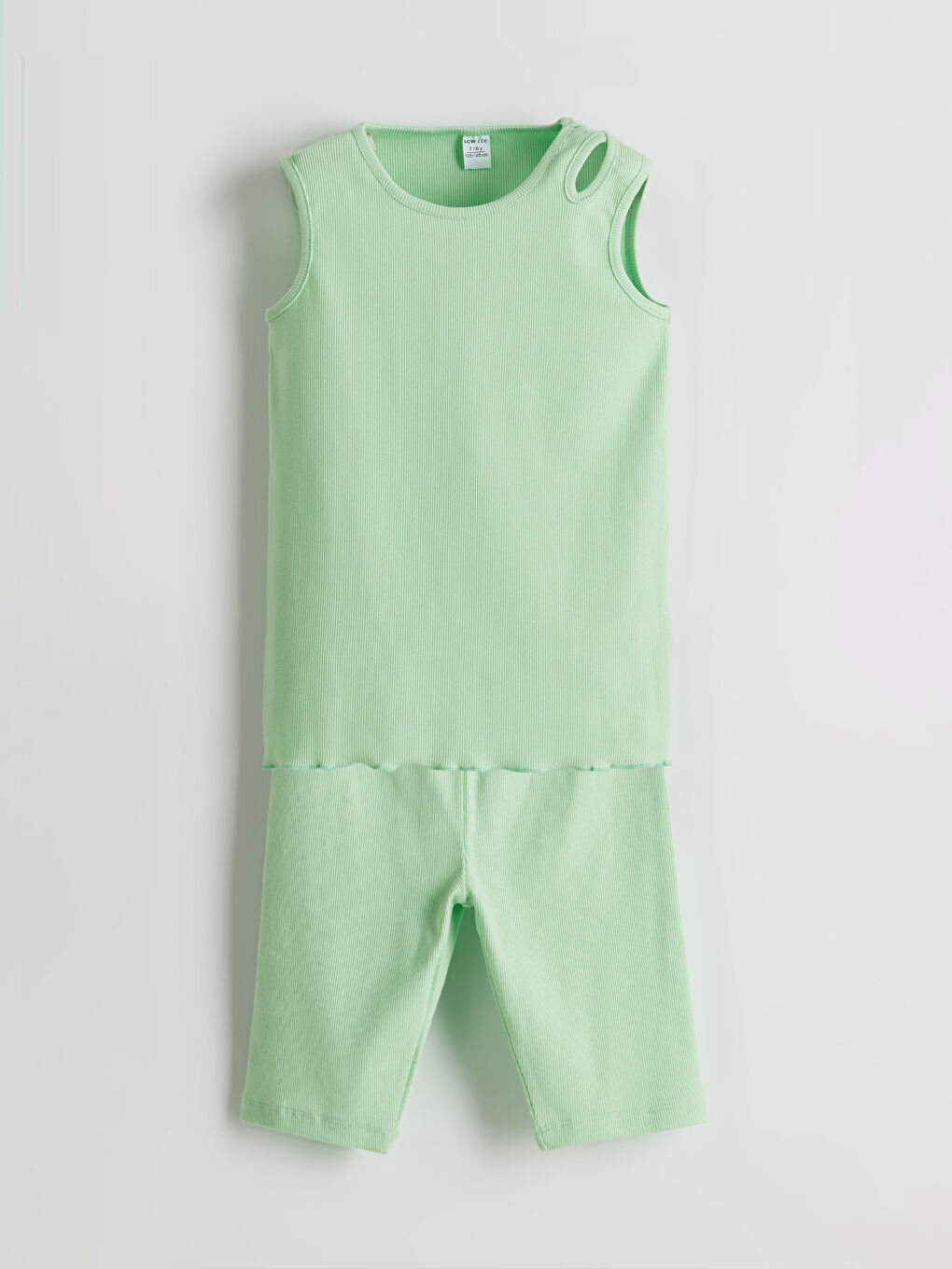 Yeşil Bisiklet Yaka Kız Çocuk Atlet ve Tayt 2'li