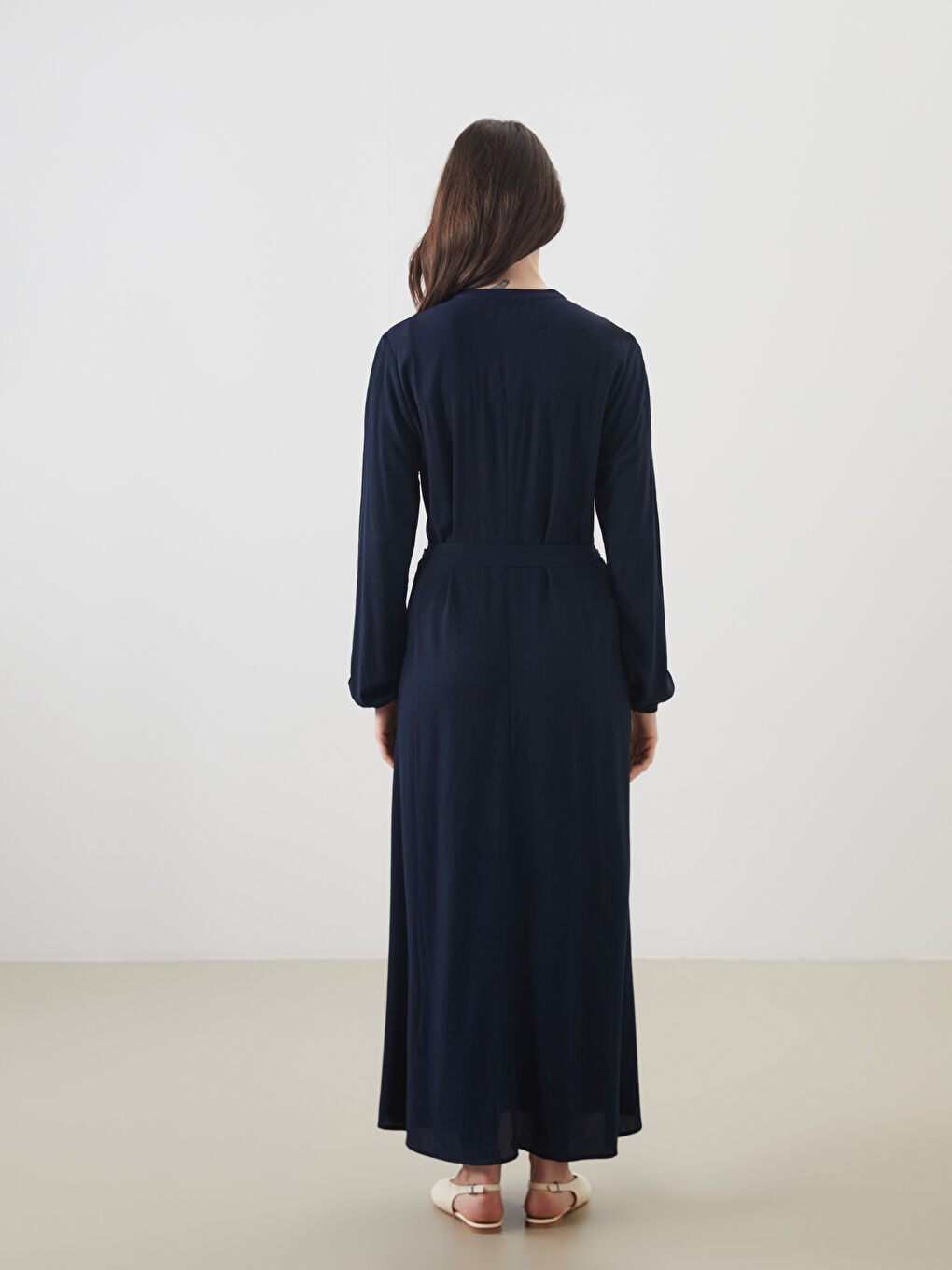 Crew Neck Pleated Shirt Dress -S5L760Z8-E1J