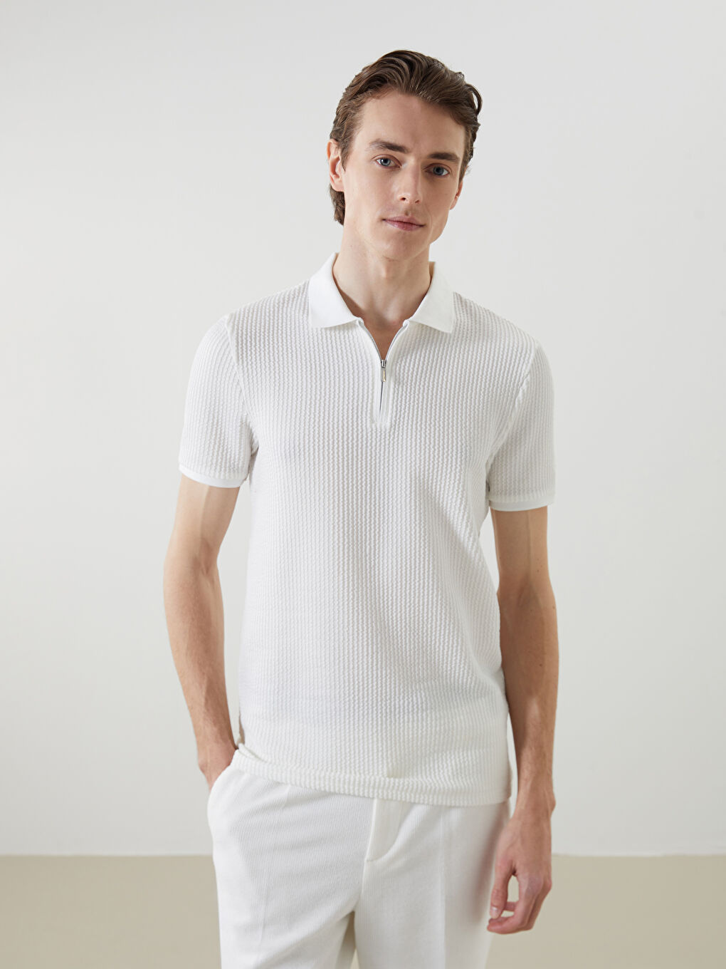 Polo Neck Short Sleeve Men's T-Shirt -S5L763Z8-R9J