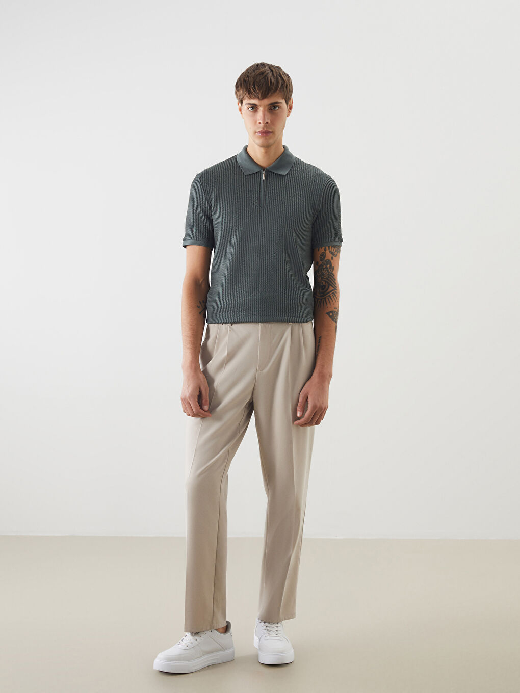 Polo Neck Short Sleeve Men's T-Shirt -S5L763Z8-YGK