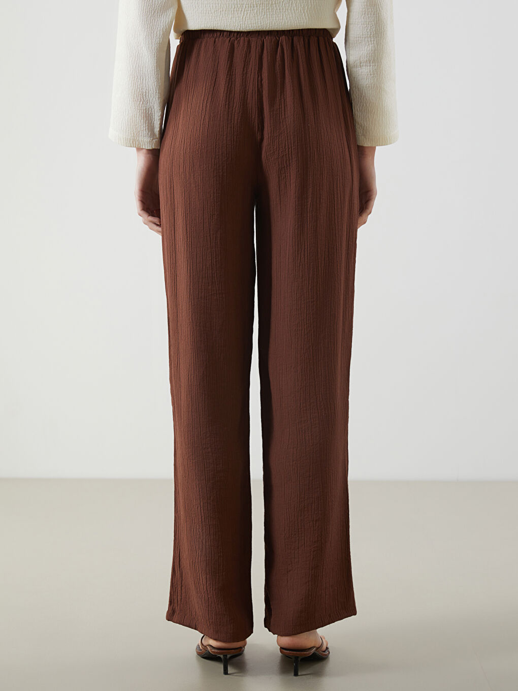 Elastic Waist Textured Women's Trousers -S5L764Z8-JSE