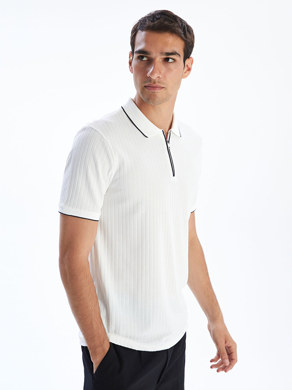 Polo Neck Short Sleeve Men's T-Shirt -S5L765Z8-R9J