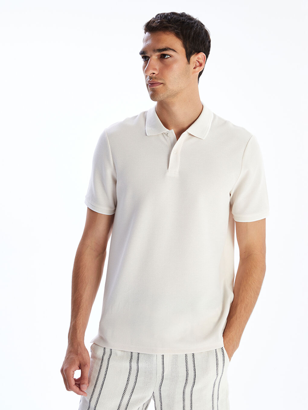 LCW Vision Polo Neck Men's Textured T-Shirt -S5L767Z8-VDJ