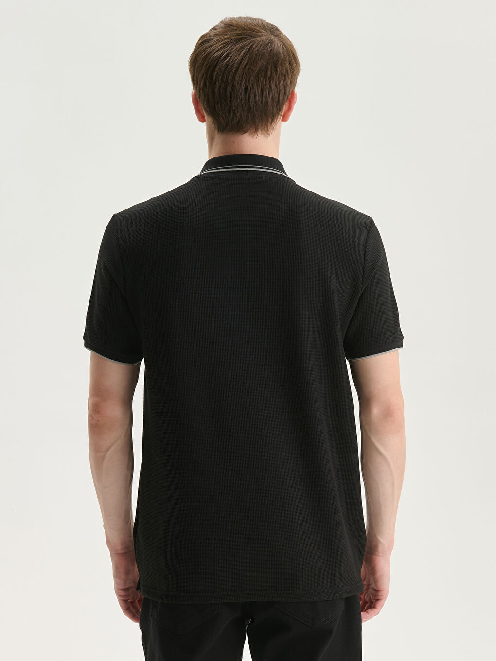 Polo Neck Men's Textured T-Shirt -S5L767Z8-CVL