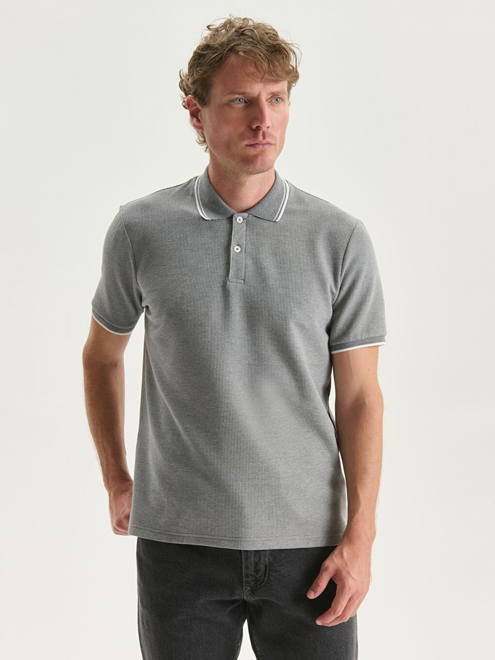 Polo Neck Short Sleeve Men's T-Shirt -S5L767Z8-LAL