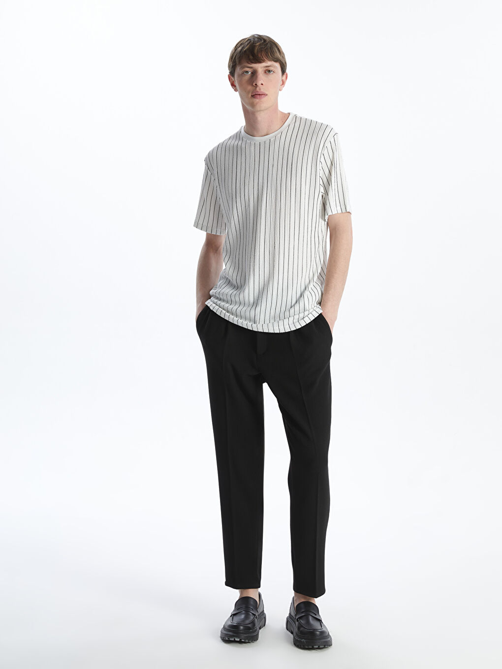 Crew Neck Short Sleeve Striped Men's T-Shirt -S5L774Z8-Q6K