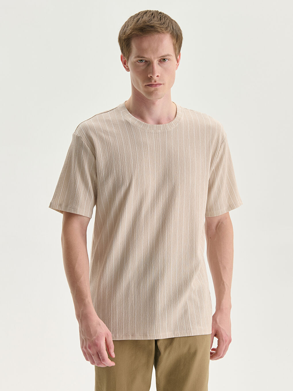 LCW Vision Crew Neck Short Sleeve Striped Men's T-Shirt -S5L774Z8-HZZ