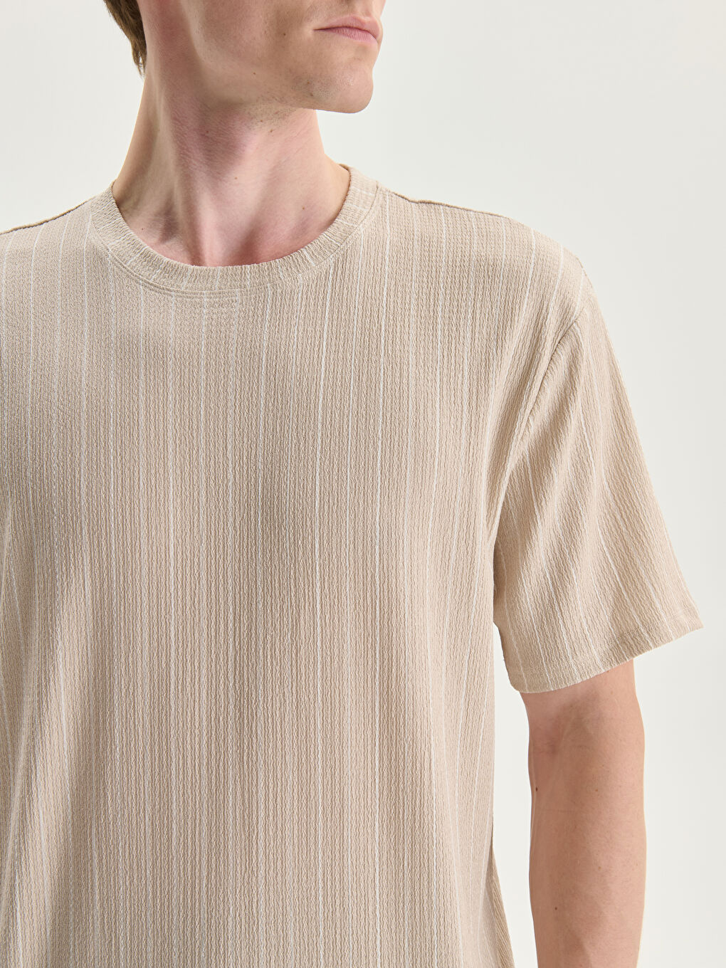LCW Vision Crew Neck Short Sleeve Striped Men's T-Shirt -S5L774Z8-HZZ
