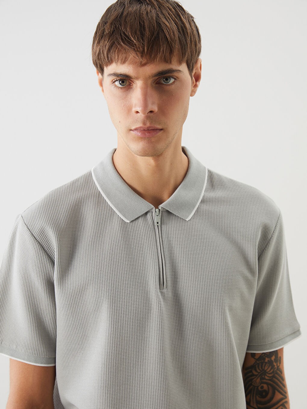 Polo Neck Short Sleeve Men's T-Shirt -S5L787Z8-J1R