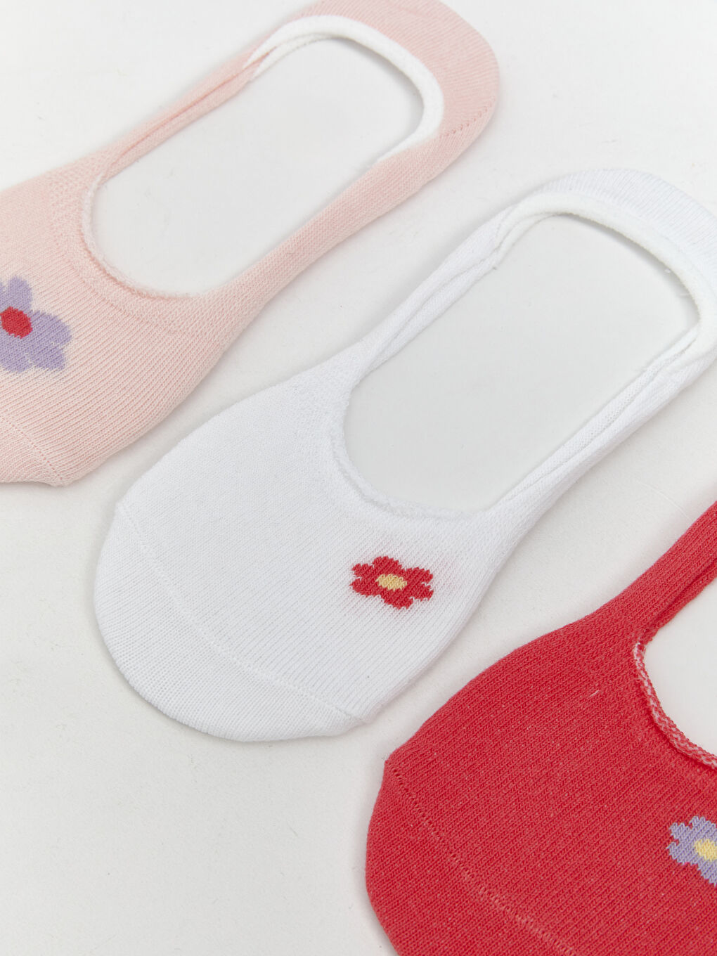 Pembe Çiçekli Kız Çocuk Babet Çorap 3'lü-1