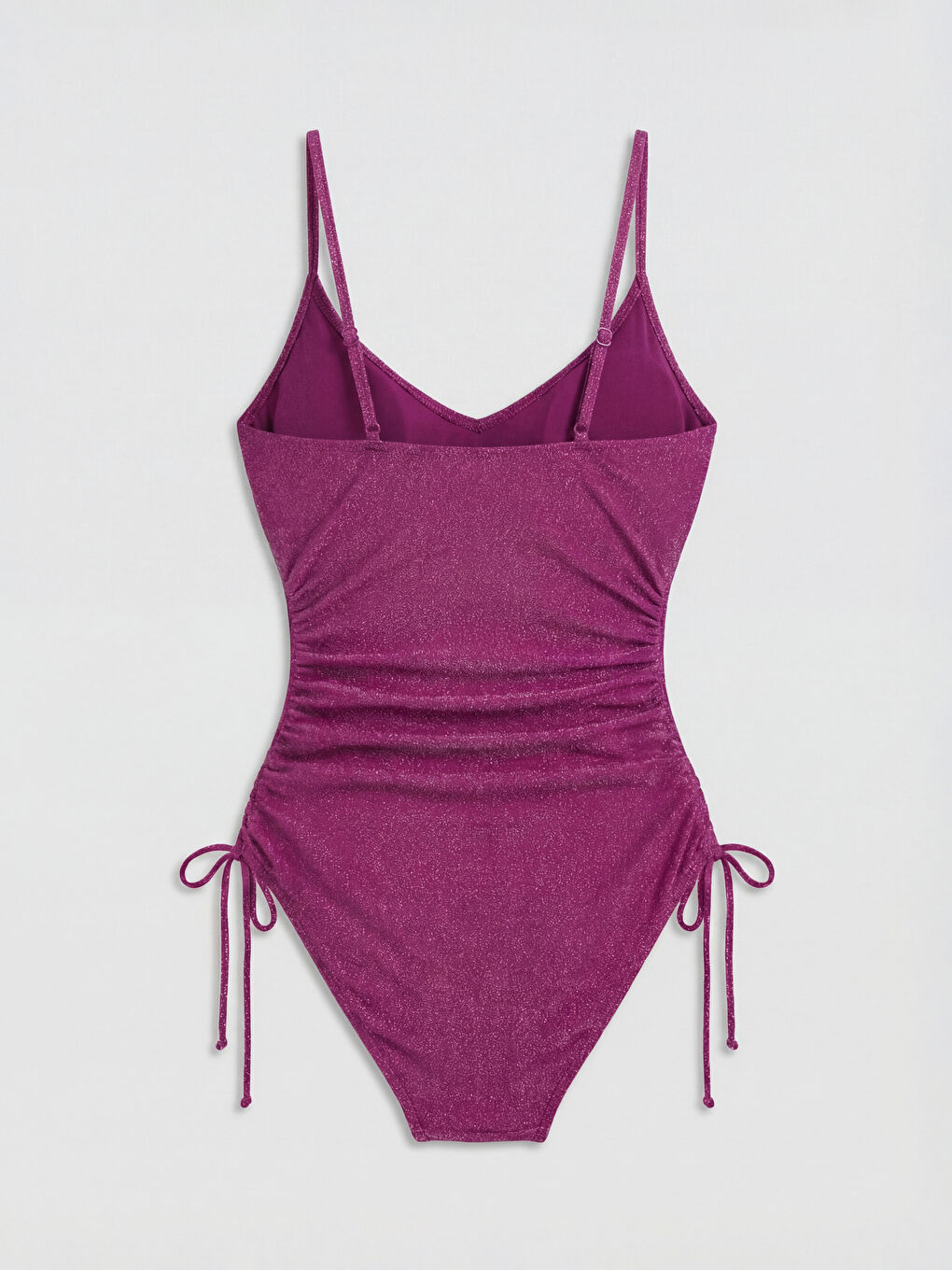 Fuşya Simli Çıkarılabilir Pedli Kadın Mayo-1