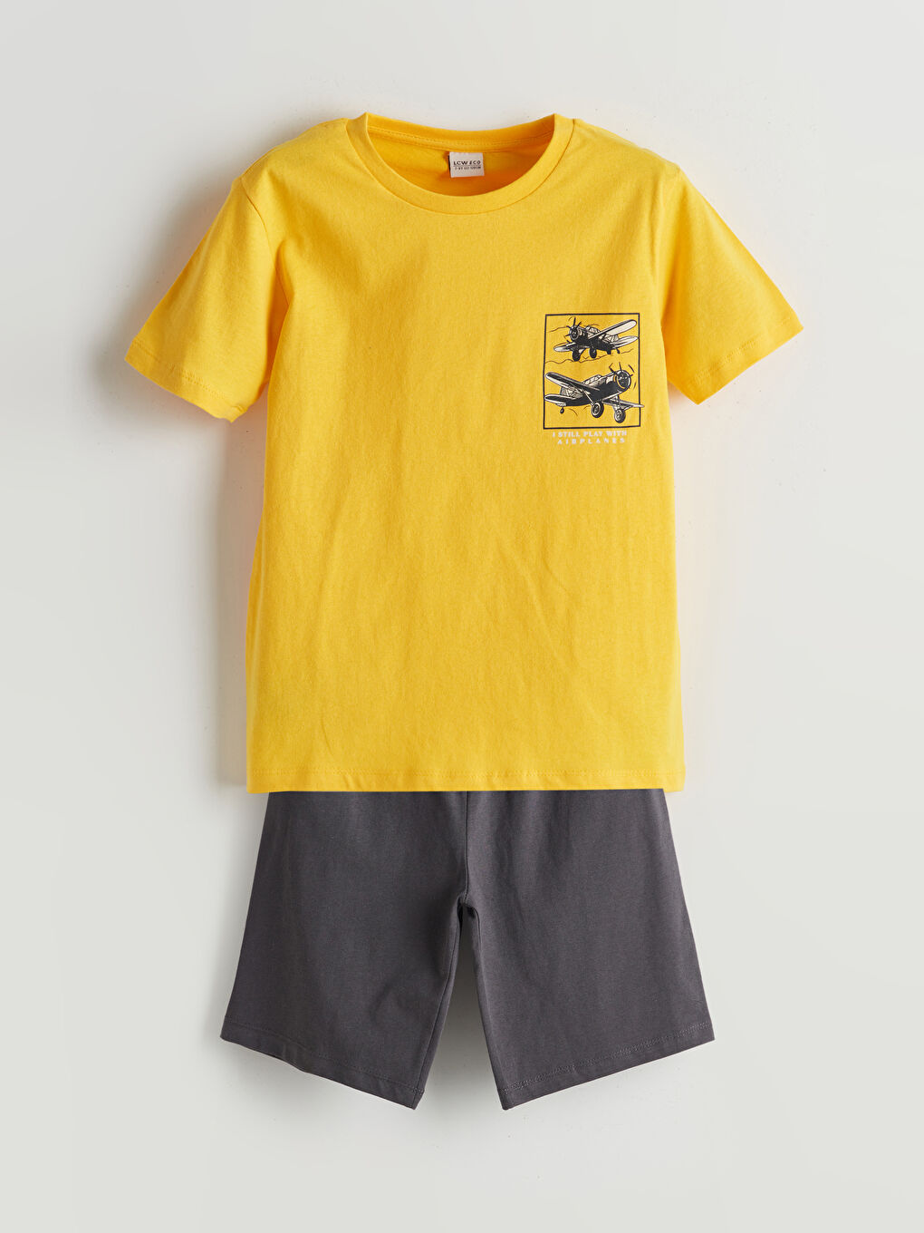 Crew Neck Boy's Pajama Set with Shorts -S5L837Z4-FUV