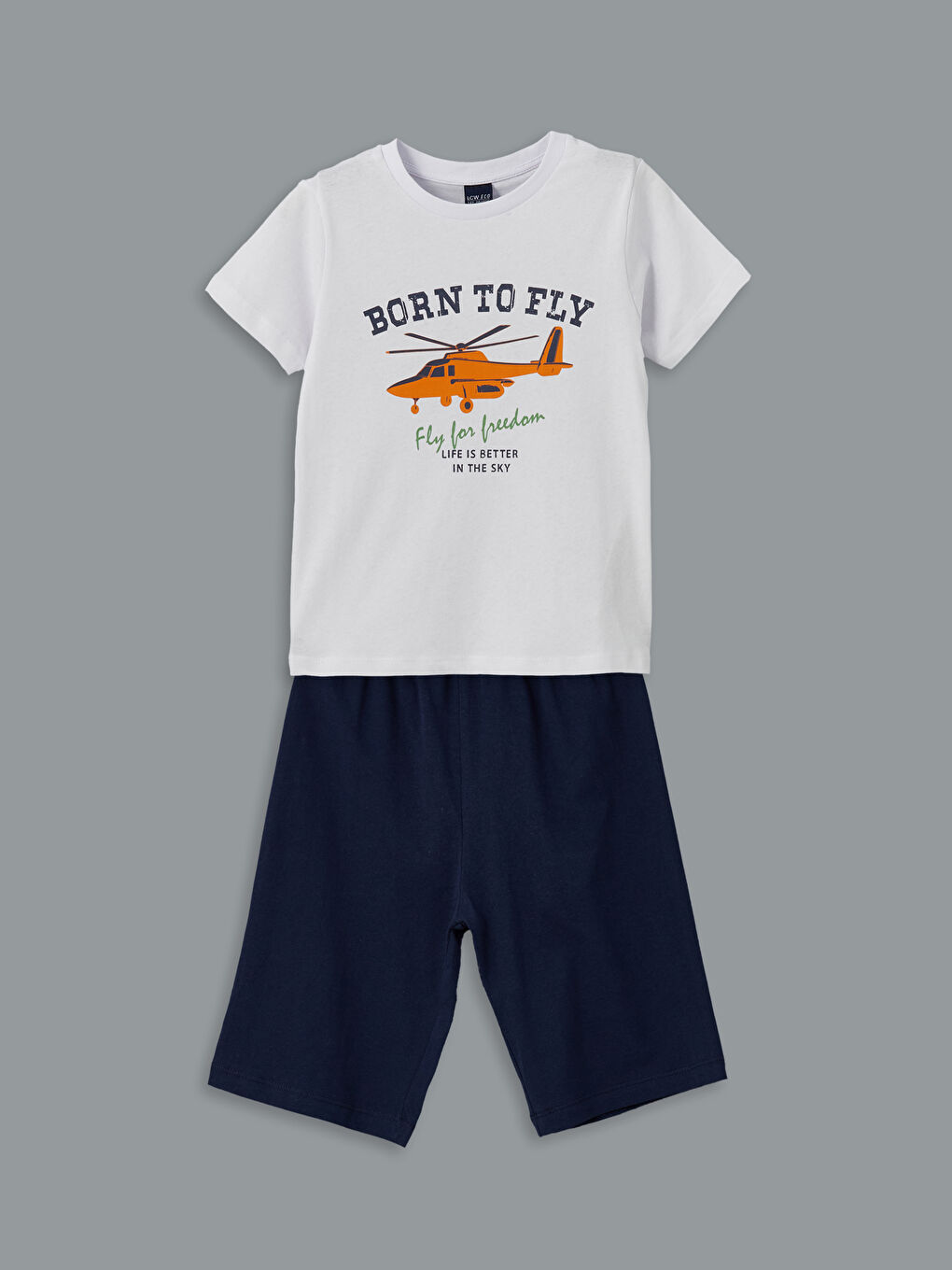 Crew Neck Boy's Pajama Set with Shorts -S5L845Z4-J5E