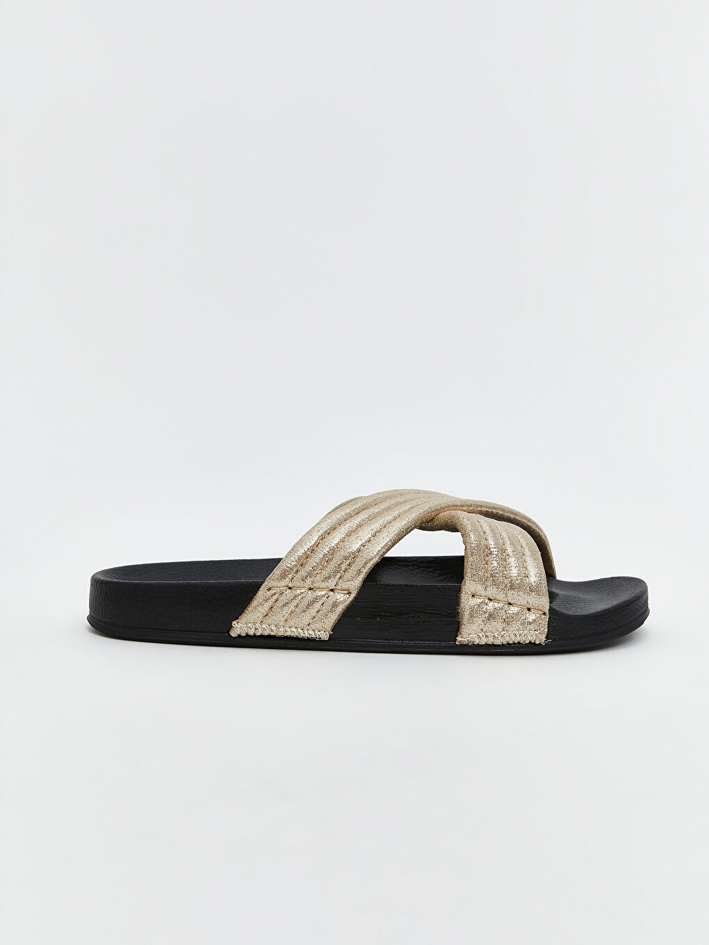 Gri Çapraz Bantlı Kadın Terlik-1