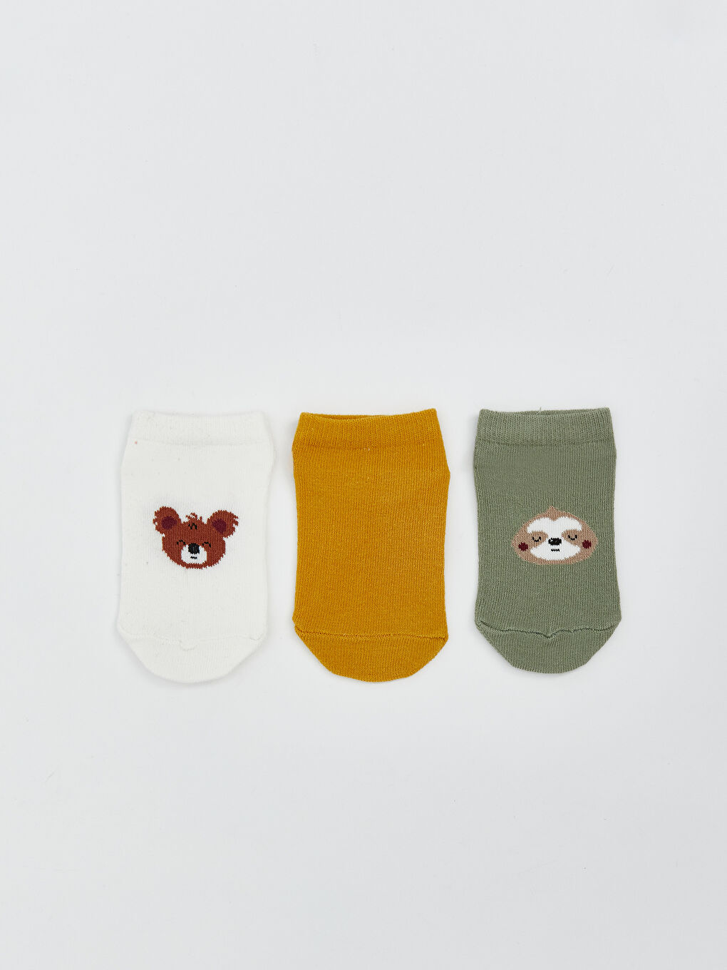 Ekru Baskılı Erkek Çocuk Patik Çorap 3'lü