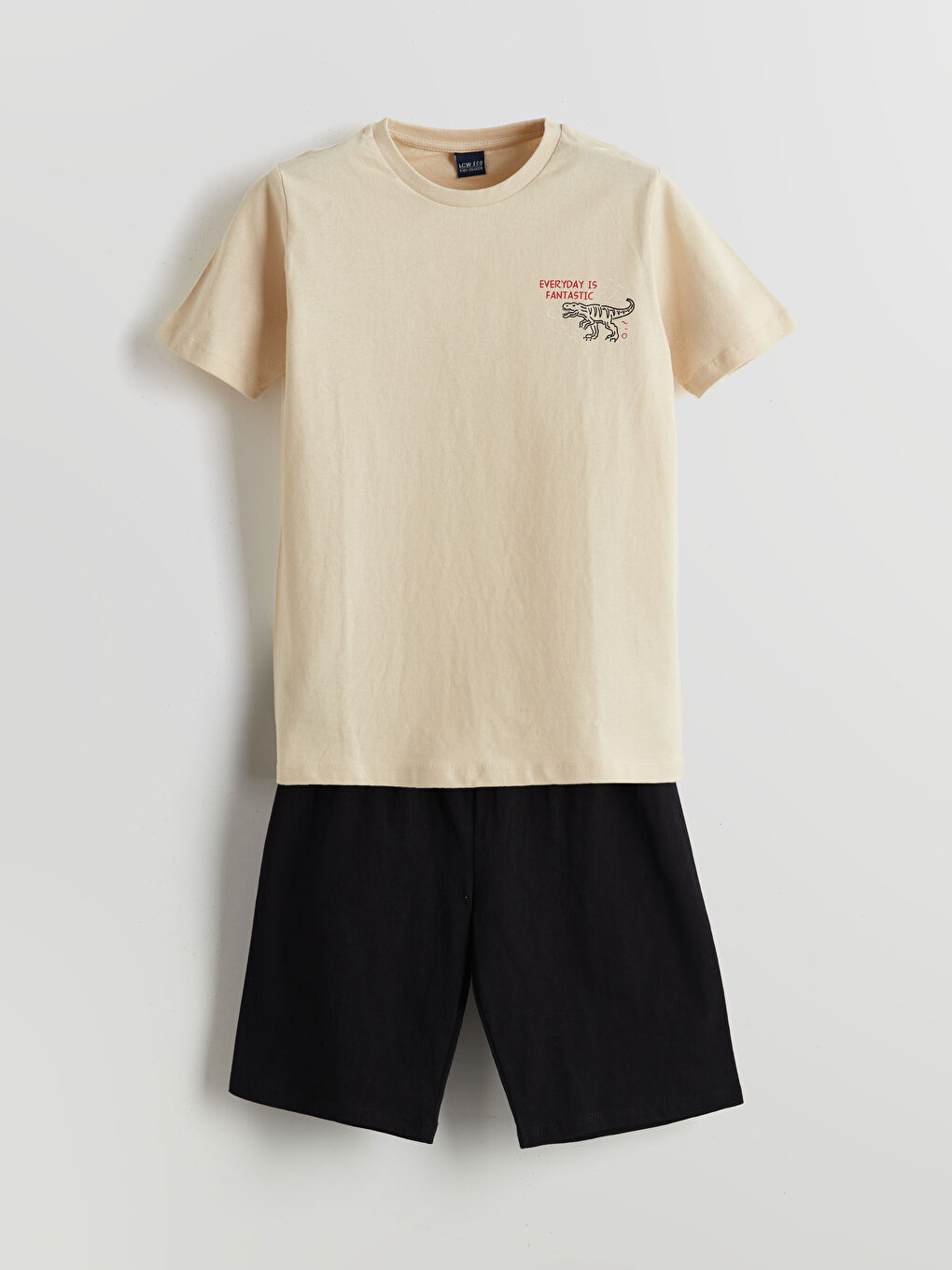 Crew Neck Boy's Pajama Set with Shorts -S5L909Z4-G7K
