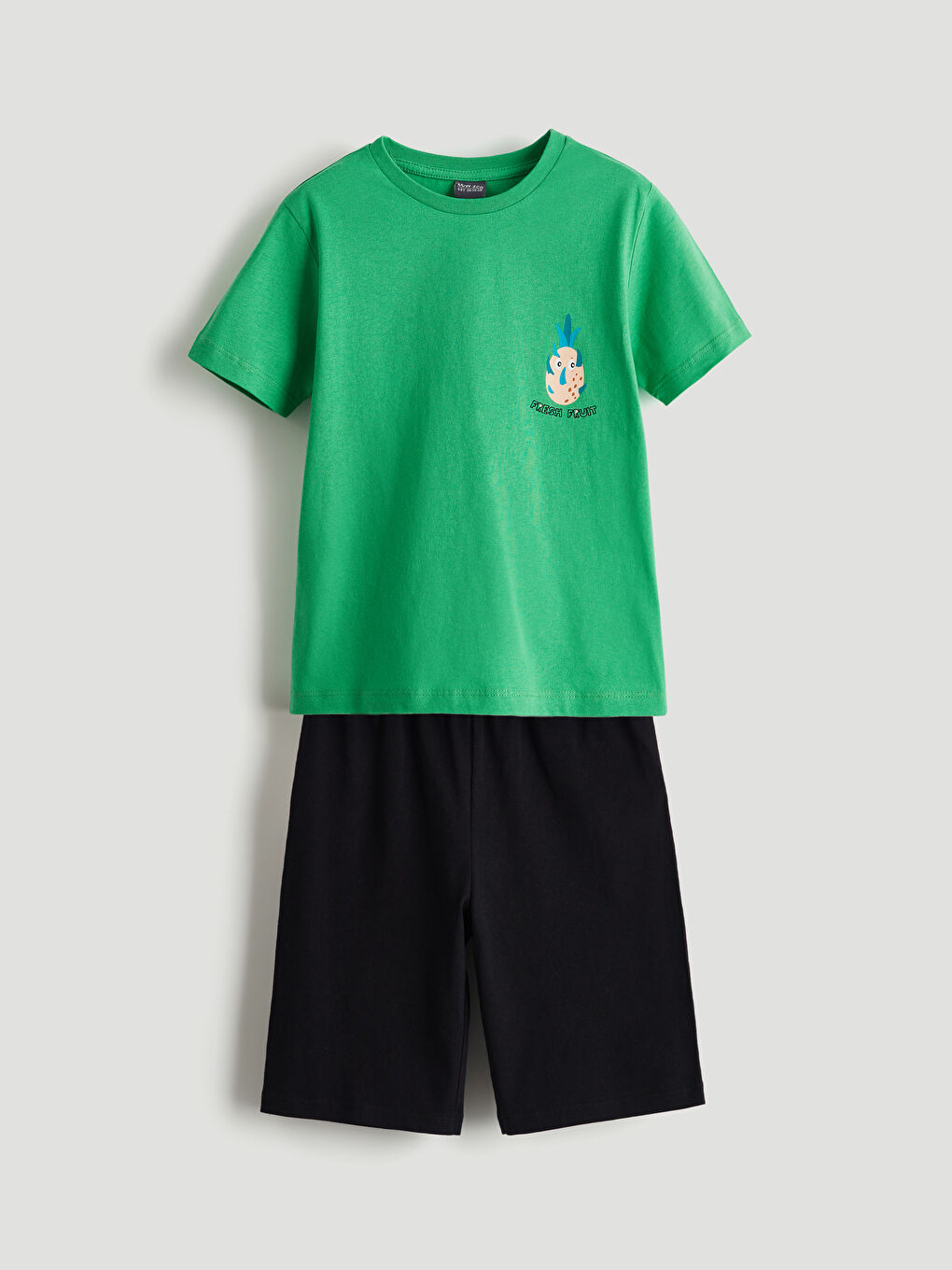 Crew Neck Boy's Pajama Set with Shorts -S5L932Z4-GEW