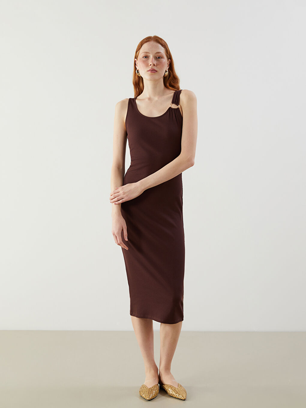 LCW Vision Woman BROWN Dress -S5L962Z8-HFE