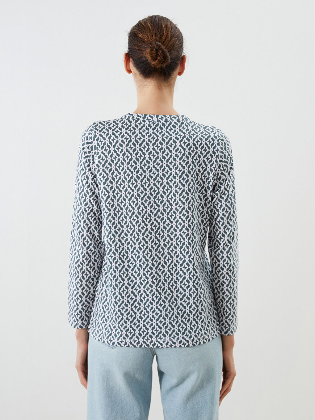 Notch Neck Patterned Blouse-3