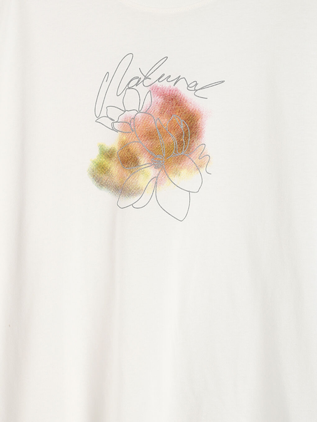 تيشيرت نسائي واسع مطبوع بياقة دائرية-6