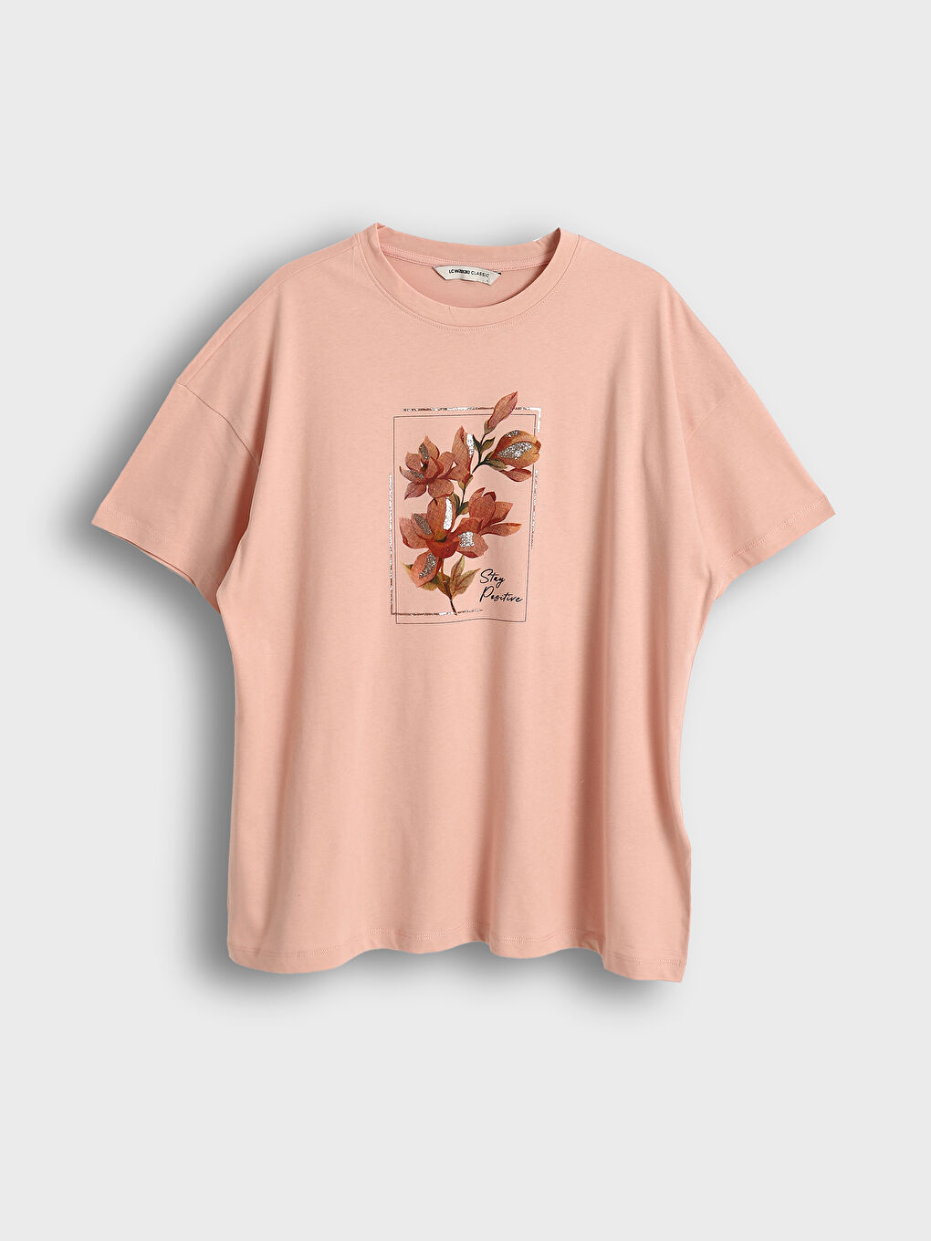 Crew Neck Floral Oversize Women's T-Shirt