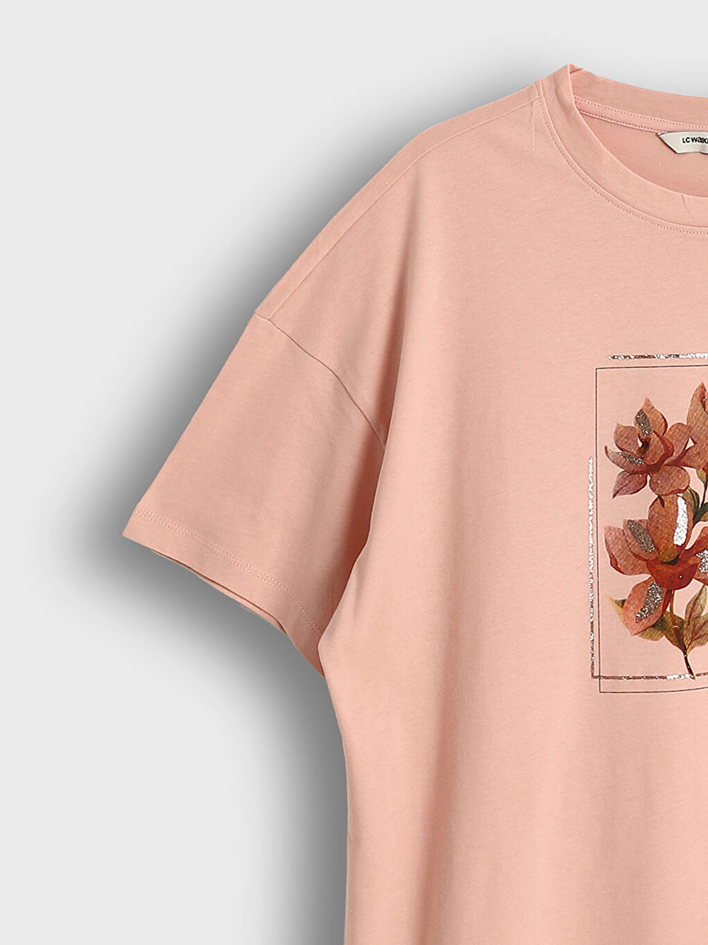 Crew Neck Floral Oversize Women's T-Shirt-2